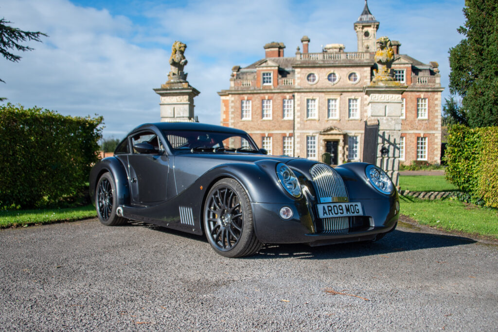 Morgan Aeromax in Gunmetal Grey shot at a stately home in Gloucestershire
