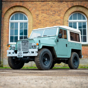Land Rover Lightweight in Pastel Green captured in Weedon, Northamptonshire at the old barracks.