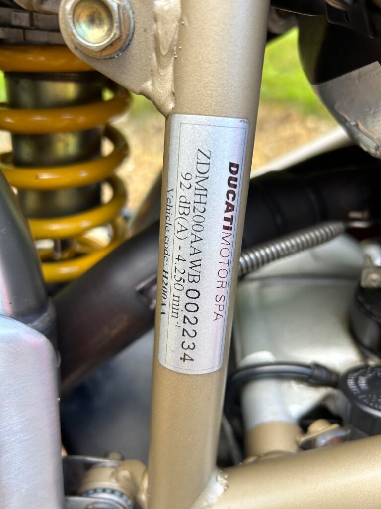 Ducati 997 VIN location.